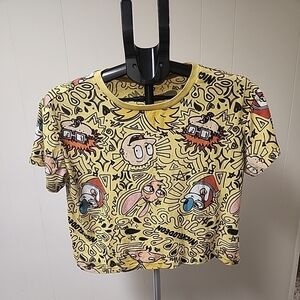 Nickelodeon 90's Y2K Yellow Character T Shirt Rugrats Hey Arnold Size Small